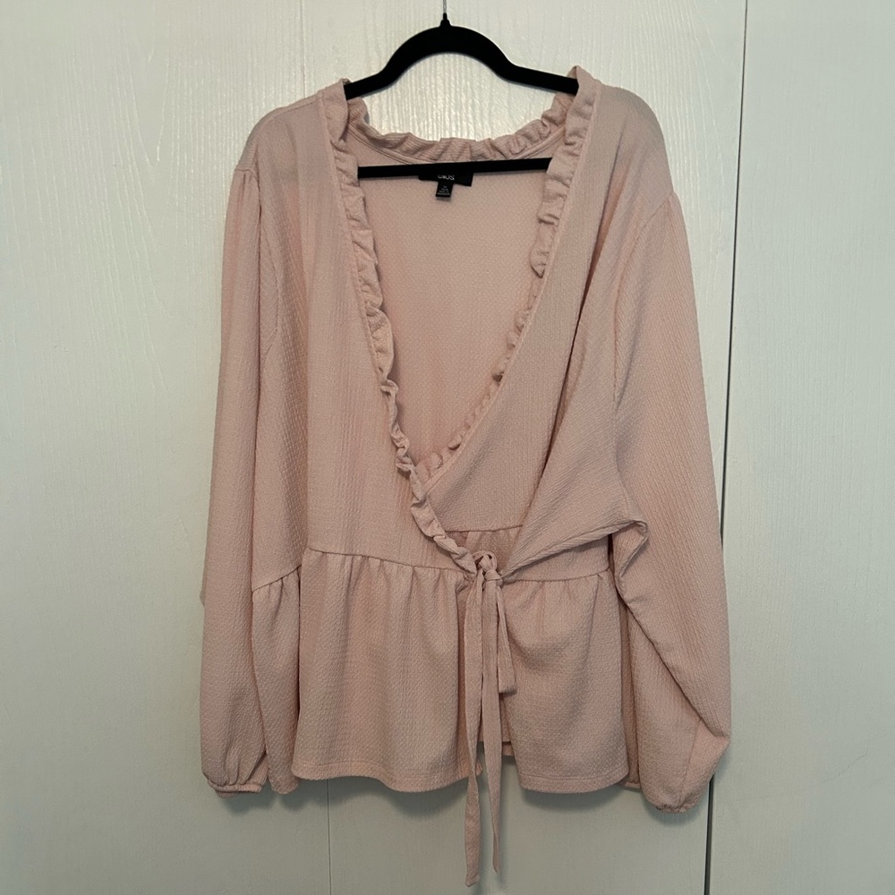 Ellos Blush Ruffle Wrap Blouse